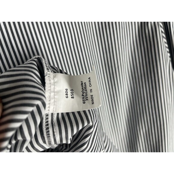 Pretty Garden Peplum Blouse XL Gray Tie Front Puff Sleeve Stripped Dressy Top - Picture 4 of 5